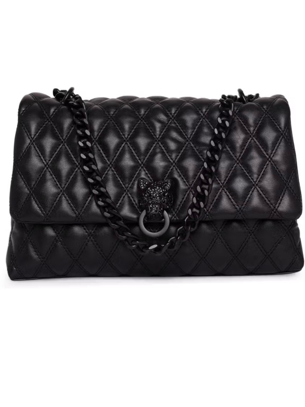 ALDO Black Quilted Shoulder Bag with Chain Strap
